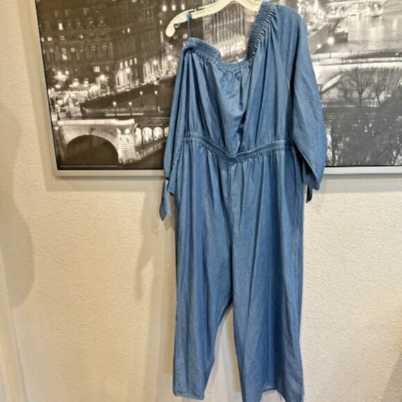 NEW Michael Kors Jumpsuit Size XL Blue Chambray Denim Wide Leg MSRP $179 NWT! - Picture 9 of 16